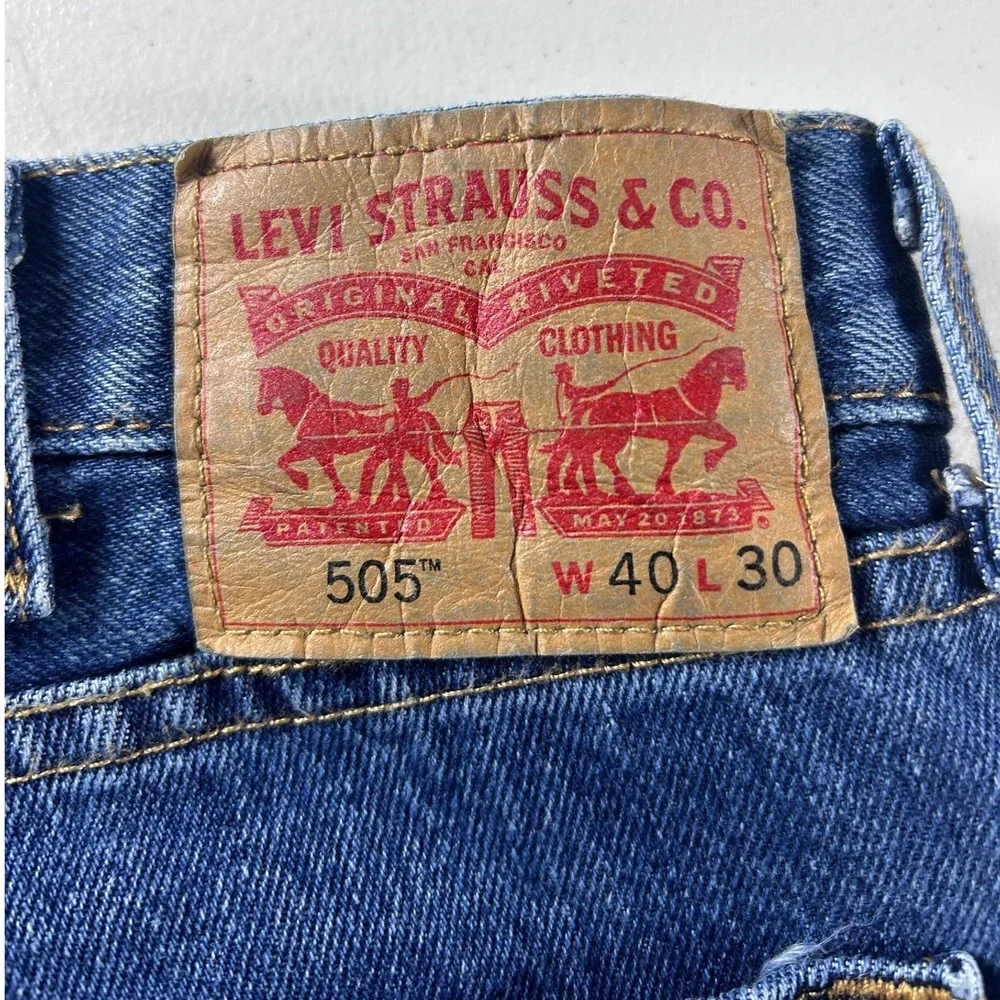 Levi Strauss 505 Jeans Mens 40x30 Blue Straight Leg‎ Denim Casual Pants
